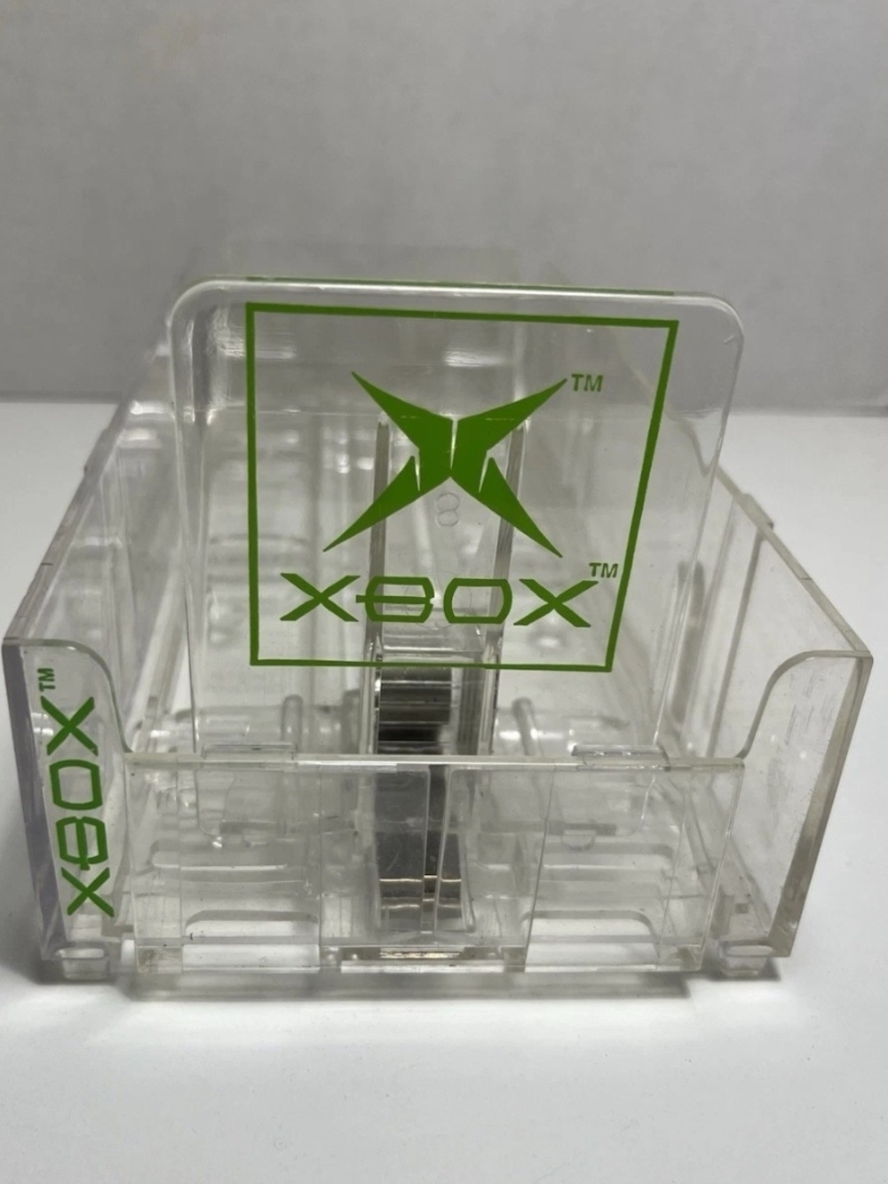 Xbox Clear Acrylic Game/Accessory Holder - Green Logo - Pusher Tray